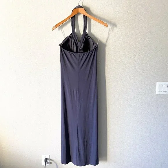 Spense gray maxi halter jeweled sleeveless dress size 8 stretchy - Picture 7 of 8